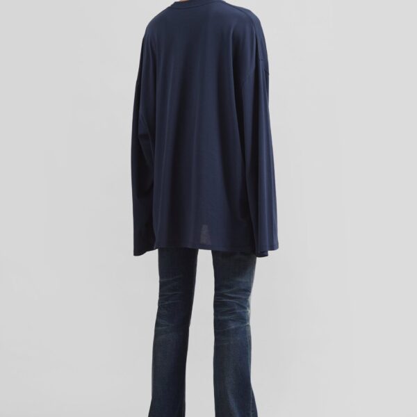 The Frankie Shop Rio Oversized Sleeve Tee - Dark Navy - Oversized Minimalist Tops in Blue - Shop at Coveti