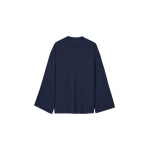 The Frankie Shop Rio Oversized Sleeve Tee - Dark Navy - Oversized Minimalist Tops in Blue - Shop at Coveti