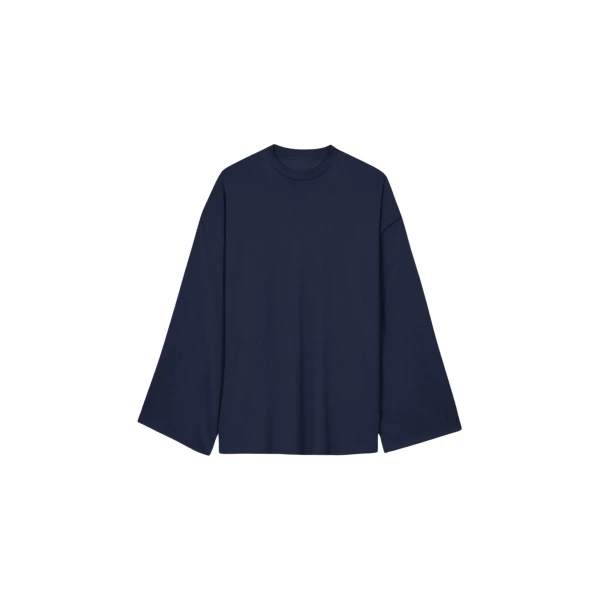 The Frankie Shop Rio Oversized Sleeve Tee - Dark Navy - Oversized Minimalist Tops in Blue - Shop at Coveti