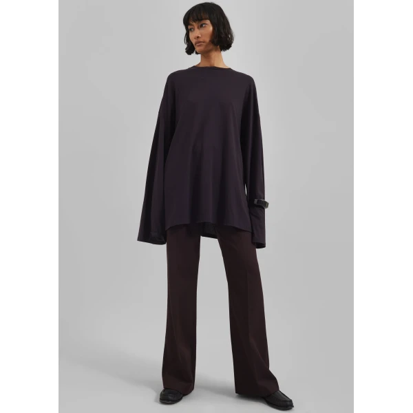 The Frankie Shop Rio Oversized Sleeve Tee – Dark Plum Top, view 2