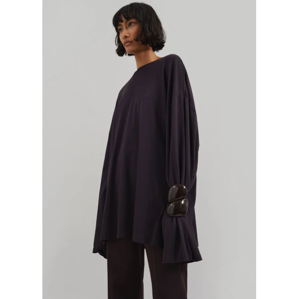 The Frankie Shop Rio Oversized Sleeve Tee – Dark Plum Top, view 3