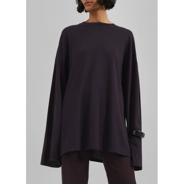 The Frankie Shop Rio Oversized Sleeve Tee – Dark Plum Top, view 4