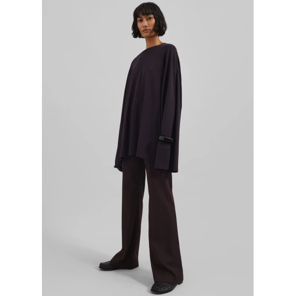 The Frankie Shop Rio Oversized Sleeve Tee – Dark Plum Top, view 5