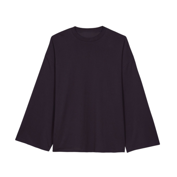 The Frankie Shop Rio Oversized Sleeve Tee - Dark Plum - Oversized Minimalist Tops in Purple - Shop at Coveti