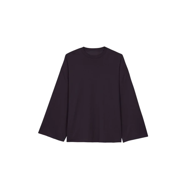 The Frankie Shop Rio Oversized Sleeve Tee - Dark Plum - Oversized Minimalist Tops in Purple - Shop at Coveti