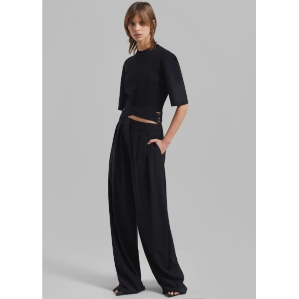 The Frankie Shop Ripley Pleated Trousers – Black, view 2