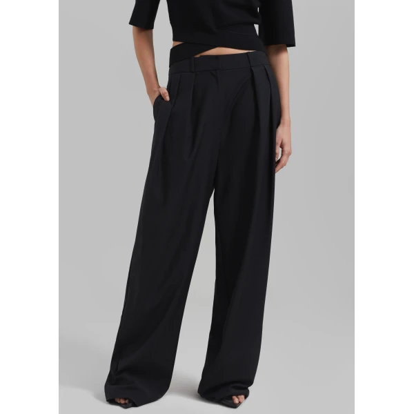 The Frankie Shop Ripley Pleated Trousers – Black, view 4
