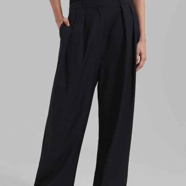 The Frankie Shop Ripley Pleated Trousers - Black - Oversized Minimalist Pants in Black - Shop at Coveti