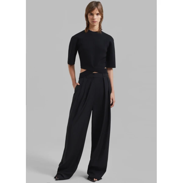 The Frankie Shop Ripley Pleated Trousers – Black, view 5
