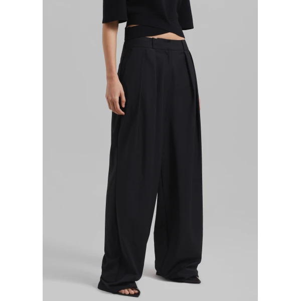 The Frankie Shop Ripley Pleated Trousers – Black, view 6
