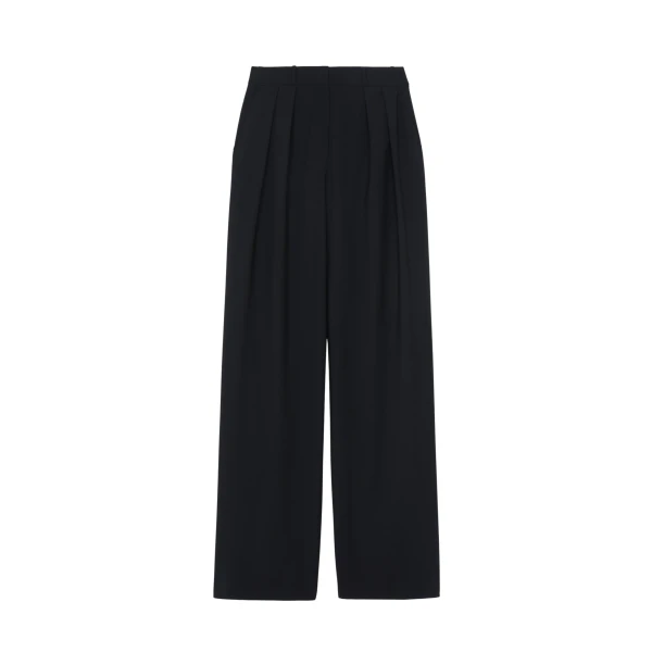 The Frankie Shop Ripley Pleated Trousers - Black - Oversized Minimalist Pants in Black - Shop at Coveti