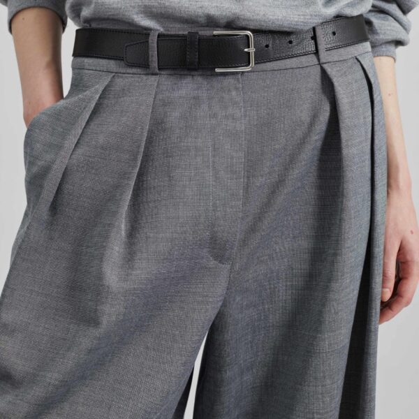 The Frankie Shop Ripley Pleated Trousers - Grey Melange - Oversized Minimalist Pants in Grey - Shop at Coveti