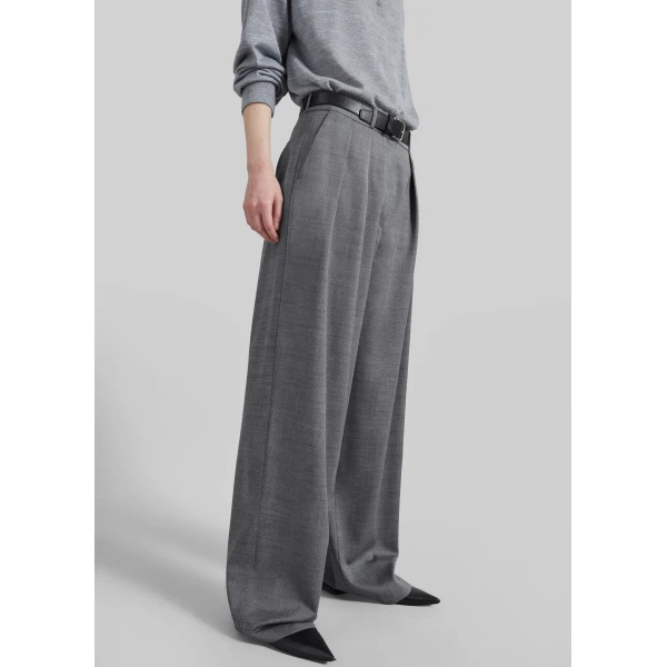 The Frankie Shop Ripley Pleated Trousers – Grey Melange, view 6