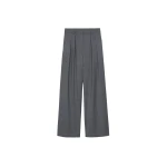 The Frankie Shop Ripley Pleated Trousers - Grey Melange - Oversized Minimalist Pants in Grey - Shop at Coveti