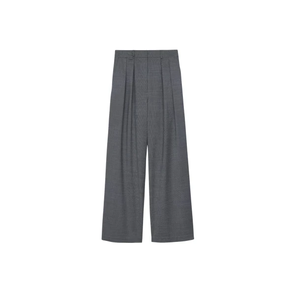 The Frankie Shop Ripley Pleated Trousers - Grey Melange - Oversized Minimalist Pants in Grey - Shop at Coveti