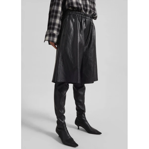 The Frankie Shop Risarven Faux Leather Bermuda Shorts – Black, view 3