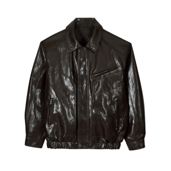 The Frankie Shop Risner Faux Leather Jacket - Dark Brown - Oversized Minimalist Jackets in Beige - Shop at Coveti
