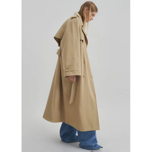 The Frankie Shop Riva Cotton Trench Coat – Camel, view 3