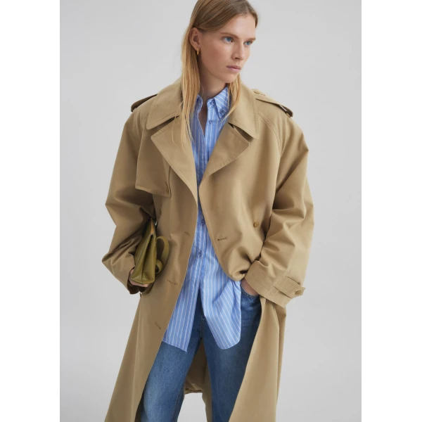 The Frankie Shop Riva Cotton Trench Coat – Camel, view 4