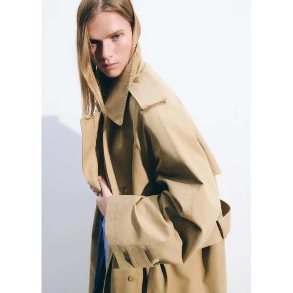 The Frankie Shop Riva Cotton Trench Coat – Camel, view 5