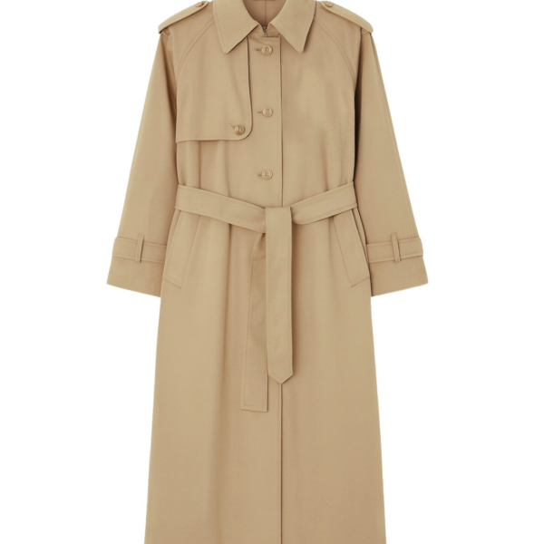 The Frankie Shop Riva Cotton Trench Coat - Camel - Oversized Minimalist Coats in Beige - Shop at Coveti