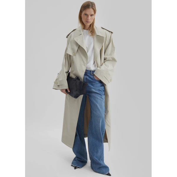 The Frankie Shop Riva Cotton Trench Coat – Light Beige, view 6