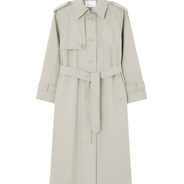 The Frankie Shop Riva Cotton Trench Coat - Light Beige - Oversized Minimalist Coats in Beige - Shop at Coveti