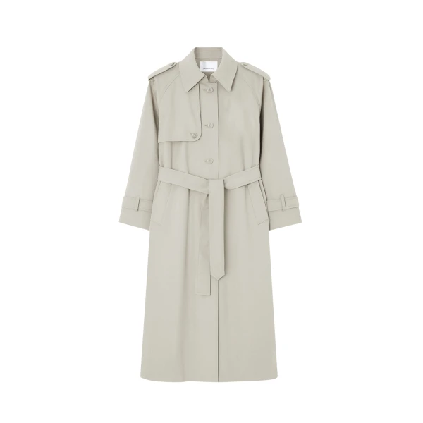 The Frankie Shop Riva Cotton Trench Coat - Light Beige - Oversized Minimalist Coats in Beige - Shop at Coveti