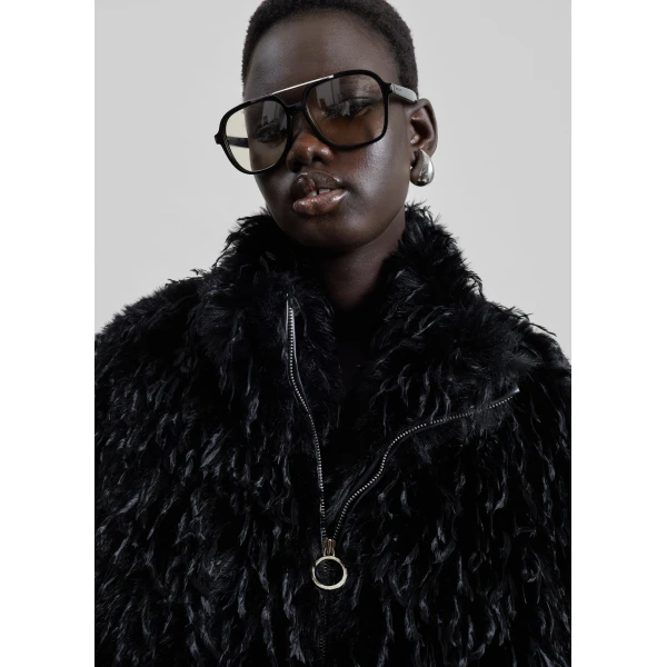 The Frankie Shop Rivee Faux Fur Pullover – Black Top, view 6