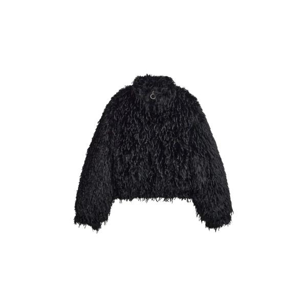 The Frankie Shop Rivee Faux Fur Pullover - Black - Oversized Minimalist Tops in Black - Shop at Coveti