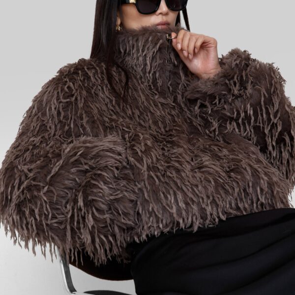 The Frankie Shop Rivee Faux Fur Pullover - Brown - Oversized Minimalist Tops in Beige - Shop at Coveti