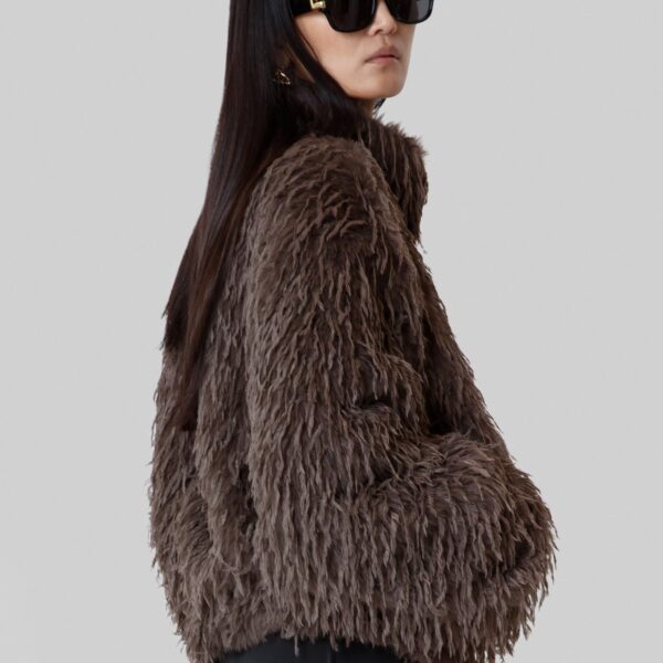 The Frankie Shop Rivee Faux Fur Pullover - Brown - Oversized Minimalist Tops in Beige - Shop at Coveti