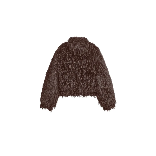 The Frankie Shop Rivee Faux Fur Pullover - Brown - Oversized Minimalist Tops in Beige - Shop at Coveti