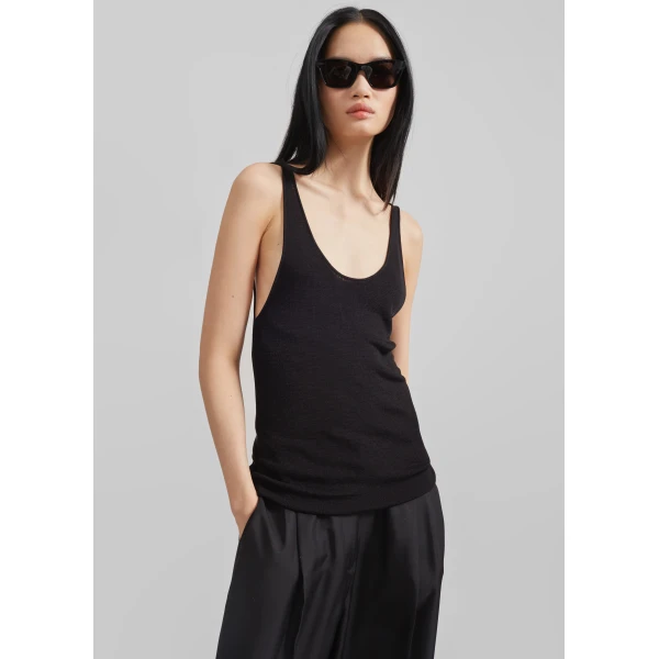 The Frankie Shop Rivo Knit Tank Top – Black, view 2