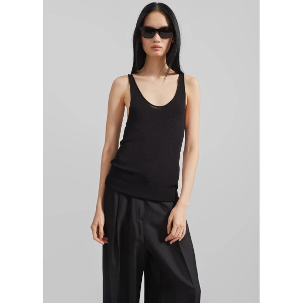 The Frankie Shop Rivo Knit Tank Top – Black, view 4