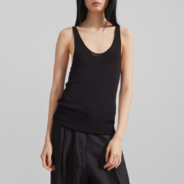 The Frankie Shop Rivo Knit Tank Top - Black - Oversized Minimalist Tops in Black - Shop at Coveti