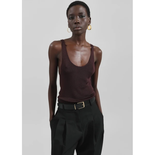The Frankie Shop Rivo Knit Tank Top – Burgundy, view 2