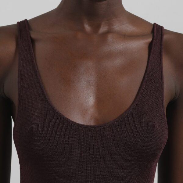 The Frankie Shop Rivo Knit Tank Top - Burgundy - Oversized Minimalist Tops in Red - Shop at Coveti