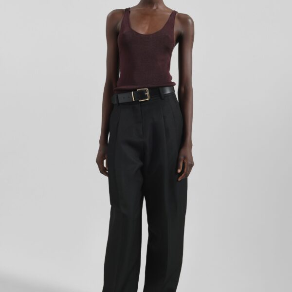 The Frankie Shop Rivo Knit Tank Top - Burgundy - Oversized Minimalist Tops in Red - Shop at Coveti