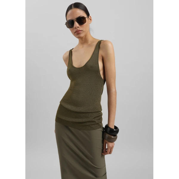 The Frankie Shop Rivo Knit Tank Top – Khaki, view 2