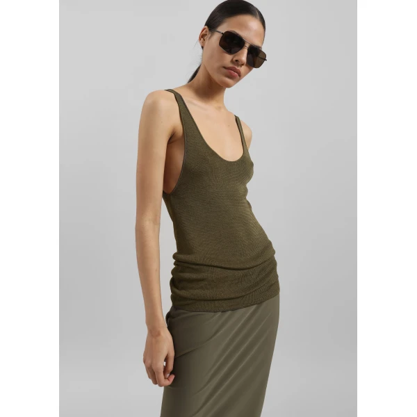 The Frankie Shop Rivo Knit Tank Top – Khaki, view 5