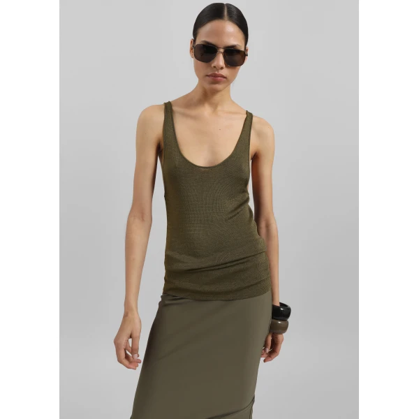 The Frankie Shop Rivo Knit Tank Top – Khaki, view 6