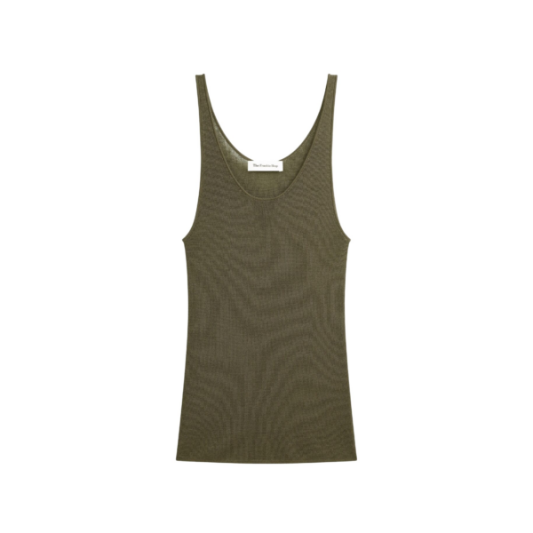 The Frankie Shop Rivo Knit Tank Top - Khaki - Oversized Minimalist Tops in Green - Shop at Coveti