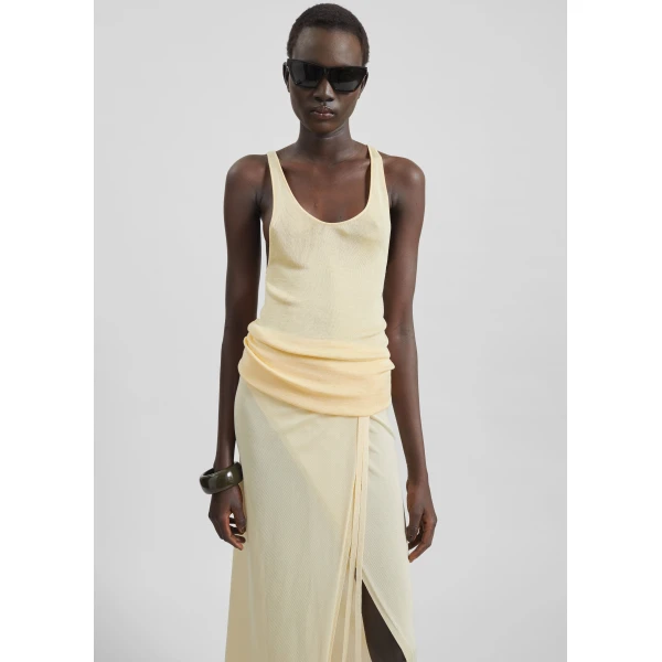 The Frankie Shop Rivo Knit Tank Top – Pale Yellow, view 2