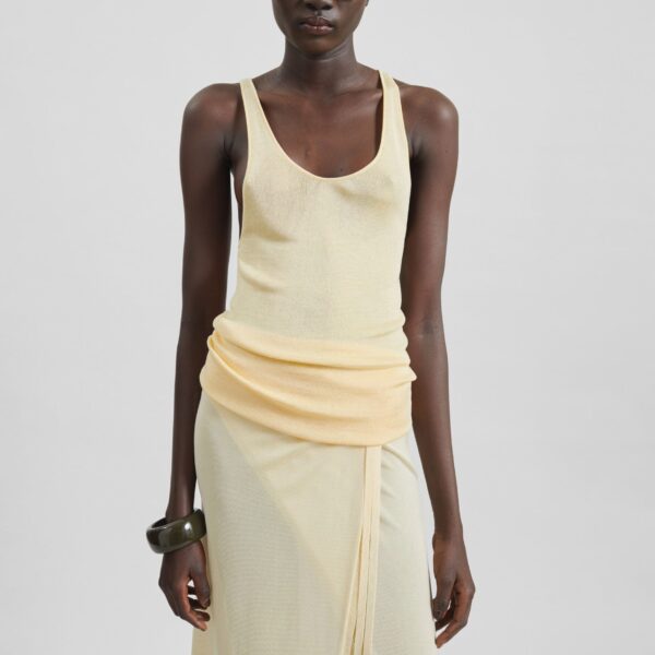 The Frankie Shop Rivo Knit Tank Top - Pale Yellow - Oversized Minimalist Tops in Yellow - Shop at Coveti