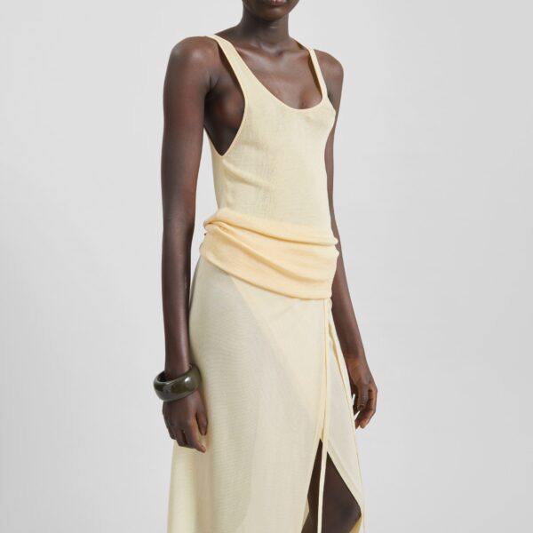 The Frankie Shop Rivo Knit Tank Top - Pale Yellow - Oversized Minimalist Tops in Yellow - Shop at Coveti