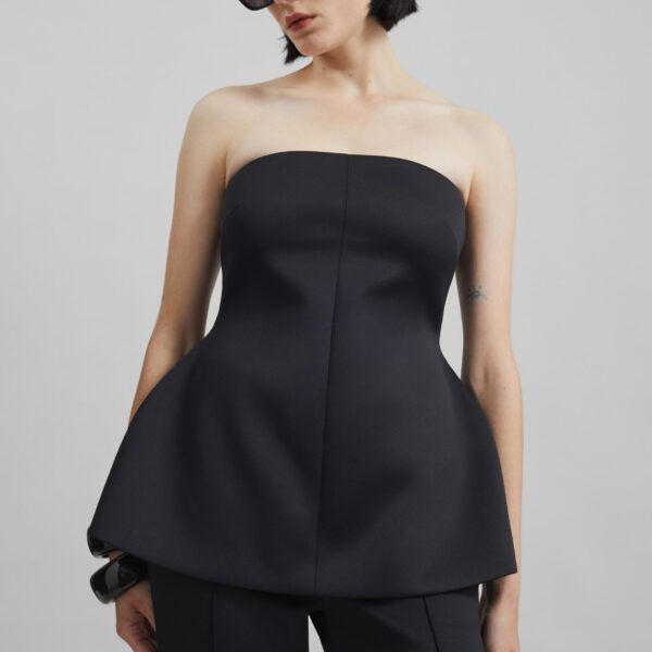 The Frankie Shop Rivoli Hourglass Top - Black - Oversized Minimalist Tops in Black - Shop at Coveti