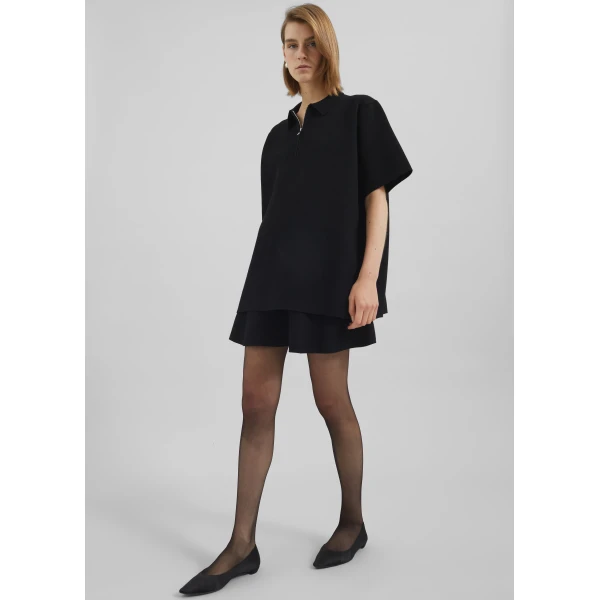The Frankie Shop Riya Zip-Up Polo – Black Top, view 5
