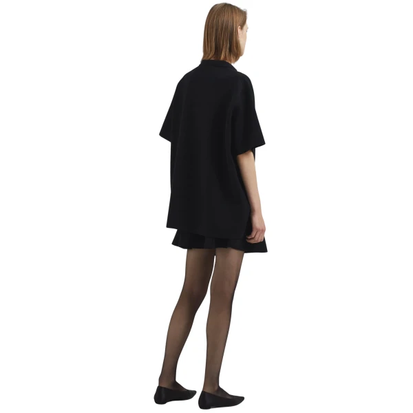 The Frankie Shop Riya Zip-Up Polo - Black - Oversized Minimalist Tops in Black - Shop at Coveti