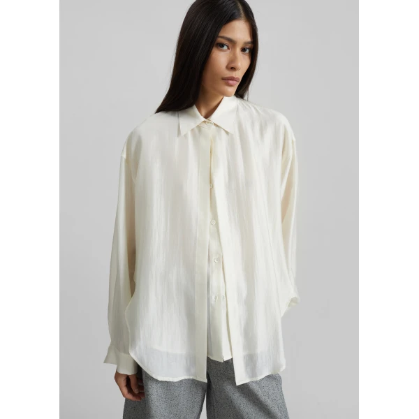 The Frankie Shop Roanne Fluid Double Shirt – Cream, view 2